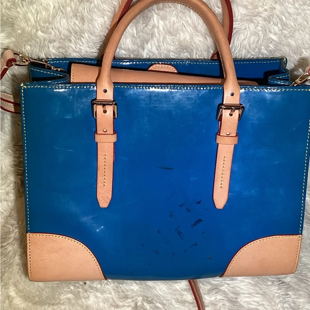 Dooney & Bourke Janine Blue patent leather satchel bag